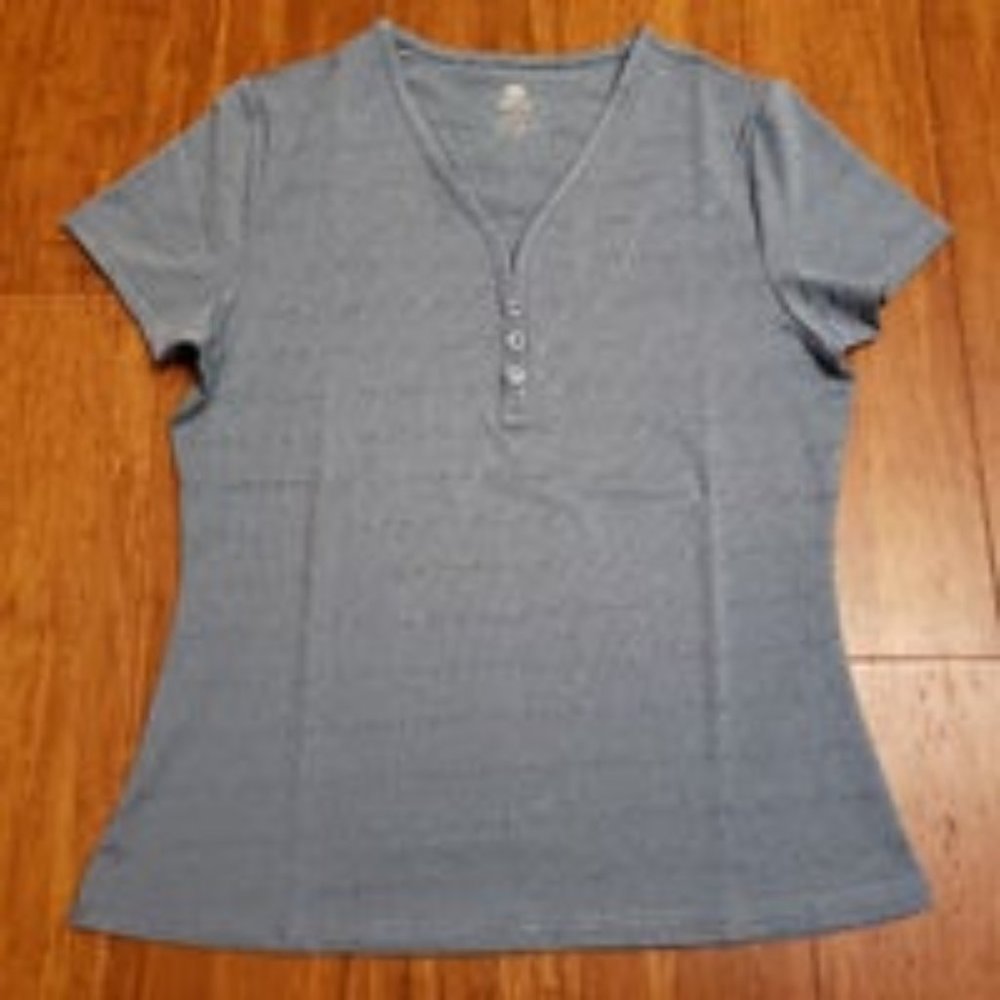 Women's Short Sleeve Hiking Shirt Lightweight Outdoor Workout Tops 3-Button- XS